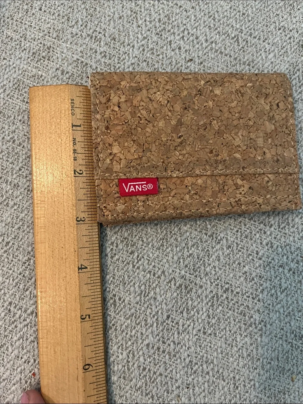 Vans bifold cork wallet logo tag zipper pocket